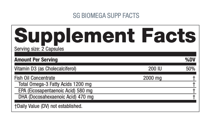 USANA Singapore Biomega Supplement Facts